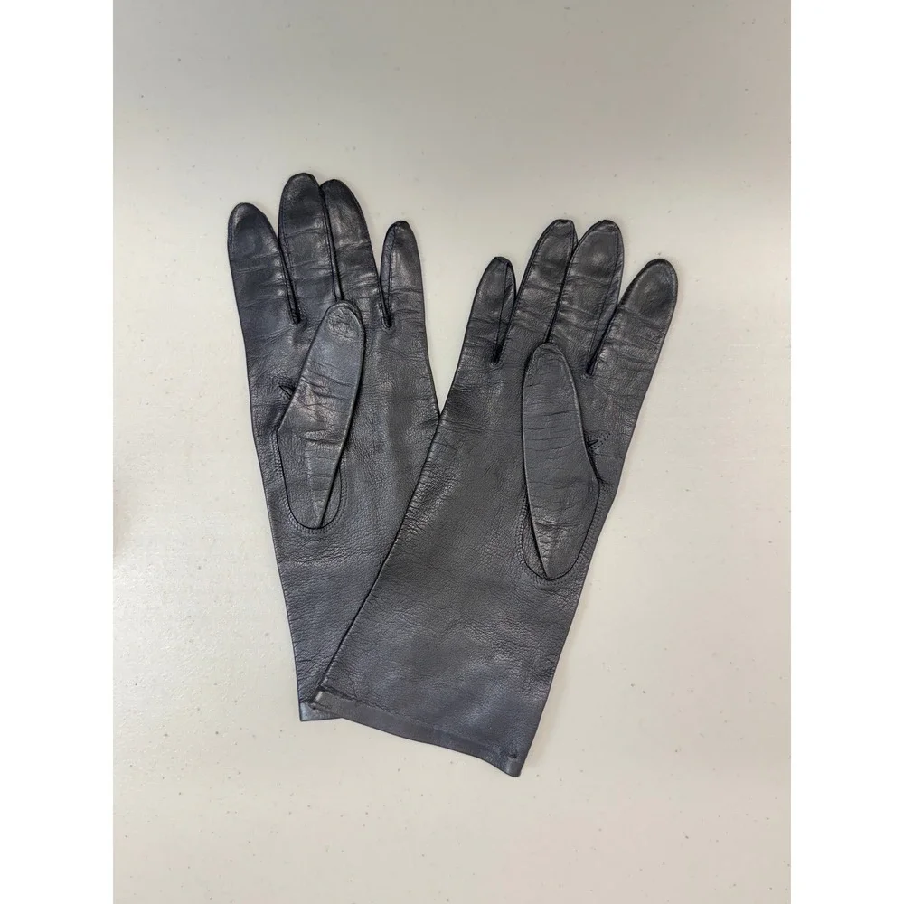 Barta Navy Blue Vintage Leather Dress Gloves Made in Italy Size 6.5